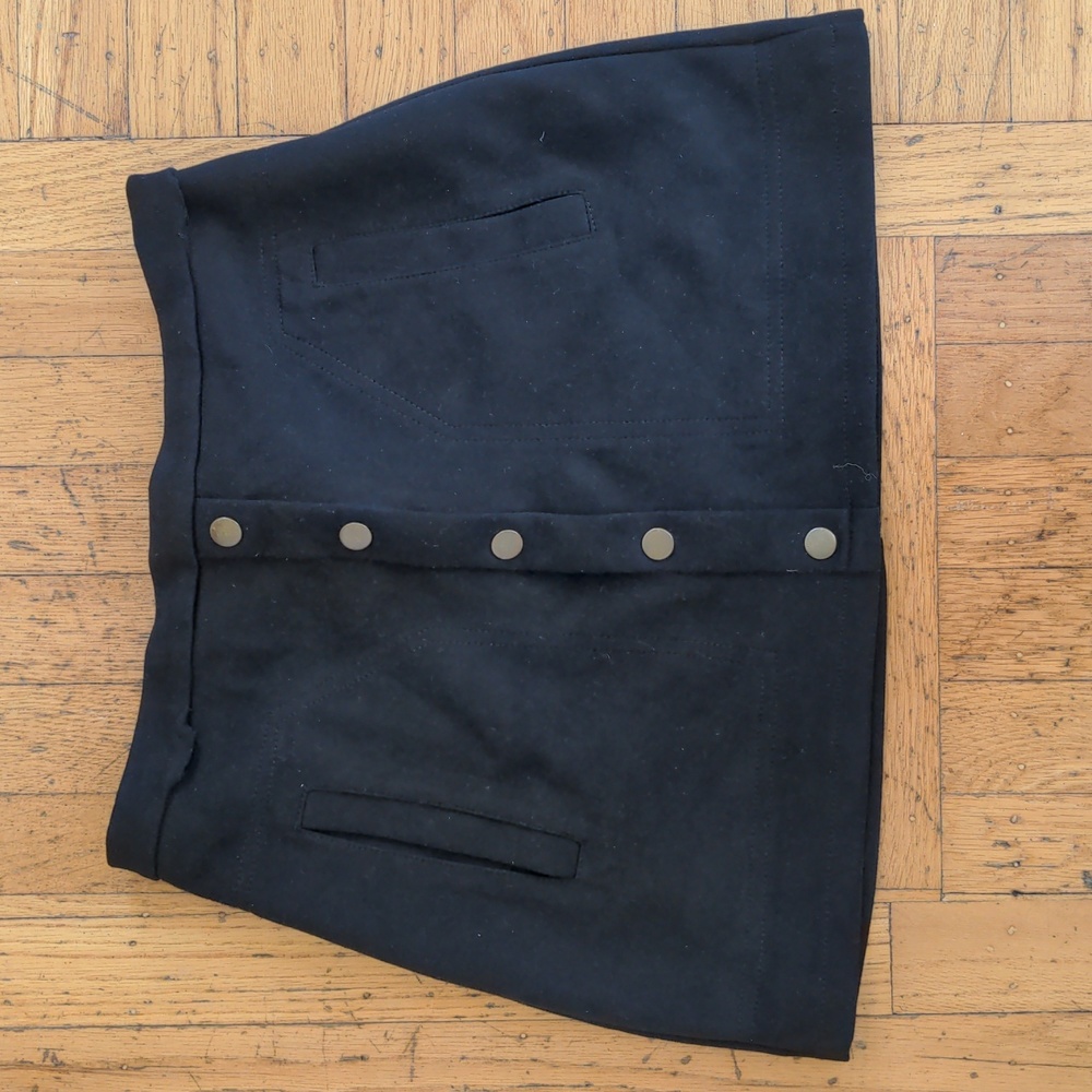 Vestidos medium black faux suede mini skirt
